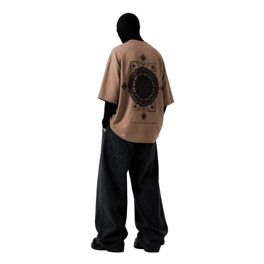 ELYSIUM [01] — Oversized Occult Graphic Tee — Bone Beige
