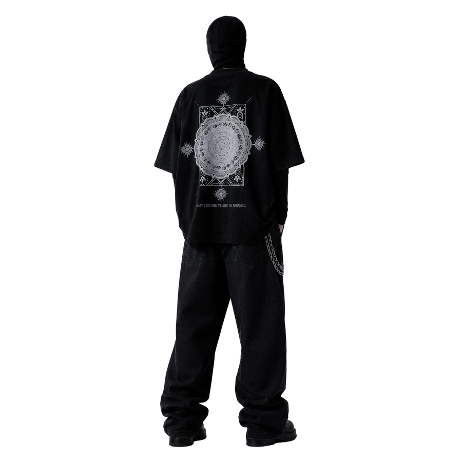 ELYSIUM [LTD] — Oversized Occult Graphic Tee — Onyx Black
