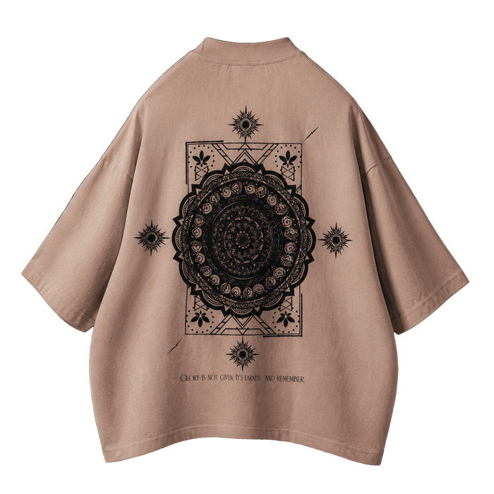 ELYSIUM [01] — Oversized Occult Graphic Tee — Bone Beige