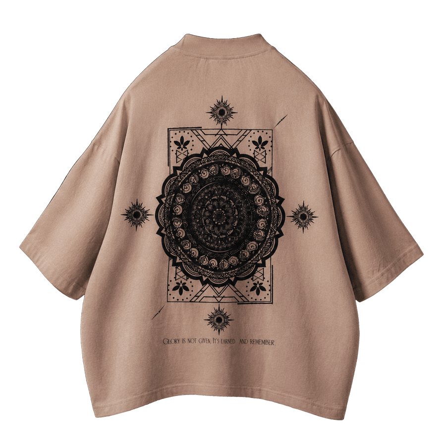 ELYSIUM [01] — Oversized Occult Graphic Tee — Bone Beige