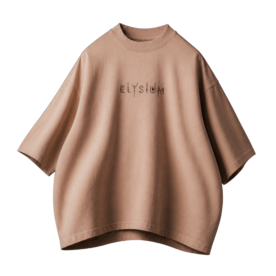 ELYSIUM [01] — Oversized Occult Graphic Tee — Bone Beige