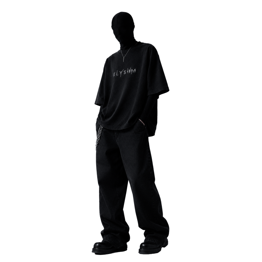 ELYSIUM [LTD] — Oversized Occult Graphic Tee — Onyx Black