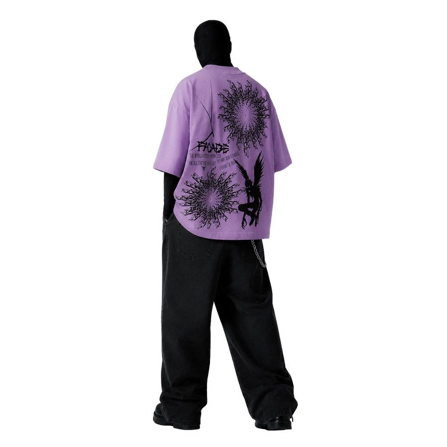 FACADE [02] — Oversized Occult Graphic Tee — Lavender Haze