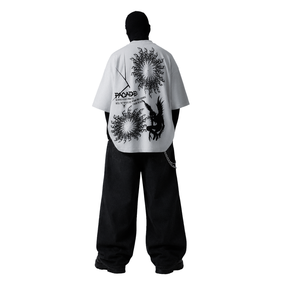 FACADE [01] — Oversized Occult Graphic Tee — Optic White