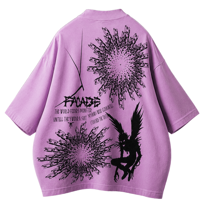 FACADE [02] — Oversized Occult Graphic Tee — Lavender Haze
