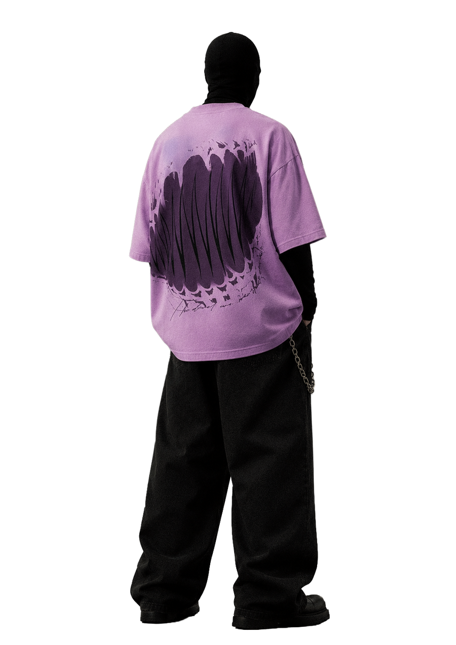 OBSIDIAN [01] — Oversized Occult Graphic Tee — Lavender Haze