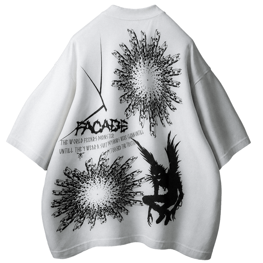 FACADE [01] — Oversized Occult Graphic Tee — Optic White