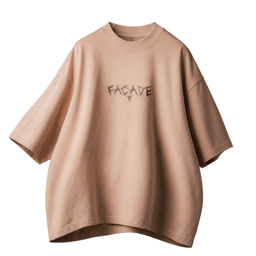 FACADE [03] — Oversized Occult Graphic Tee — Bone Beige